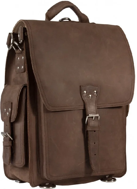 BLACK FRIDAY!! HIDEONLINE LEATHER MUD BROWN CRAZY HORSE BACKPACK / MESSENGER BAG