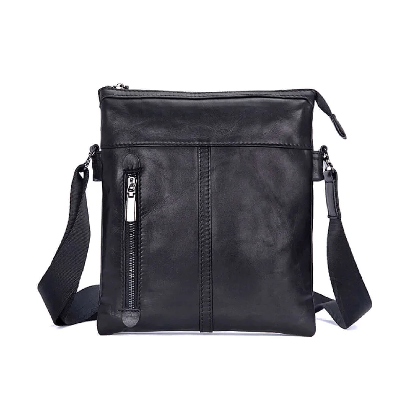 Black Leather Slim Shoulder Crossbody Bag