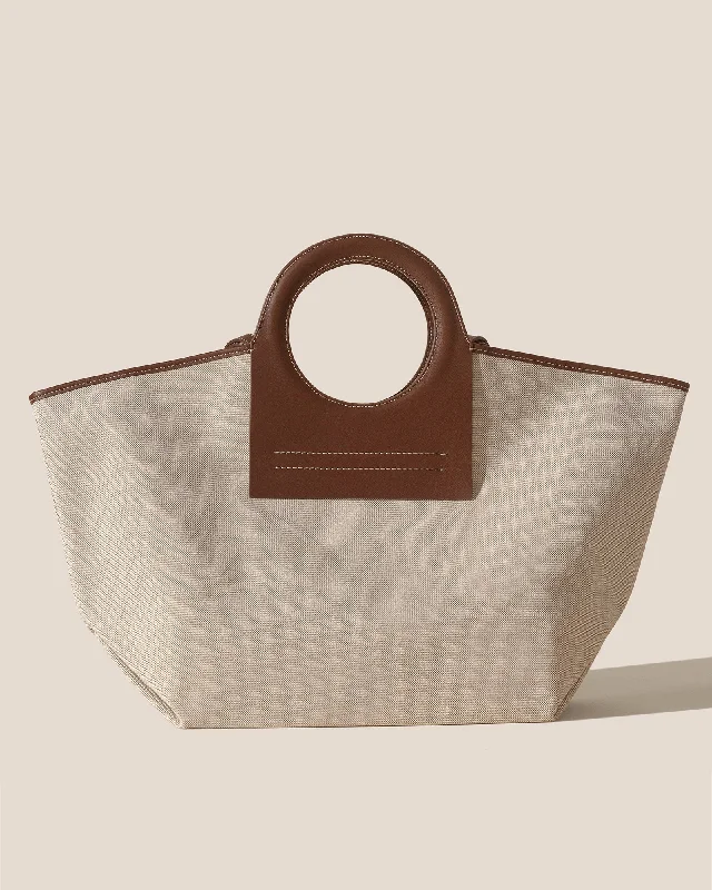 CALA L - Leather-trimmed Canvas Tote Bag