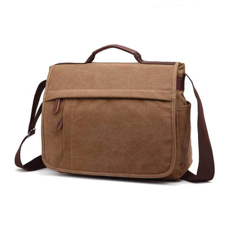 Canvas Messenger Bag - Fits 14 inch Laptop