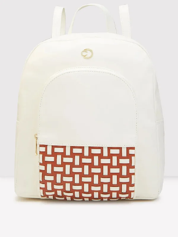 Caprese Zeta Backpack Large Quilted Women's Bag Vanilla