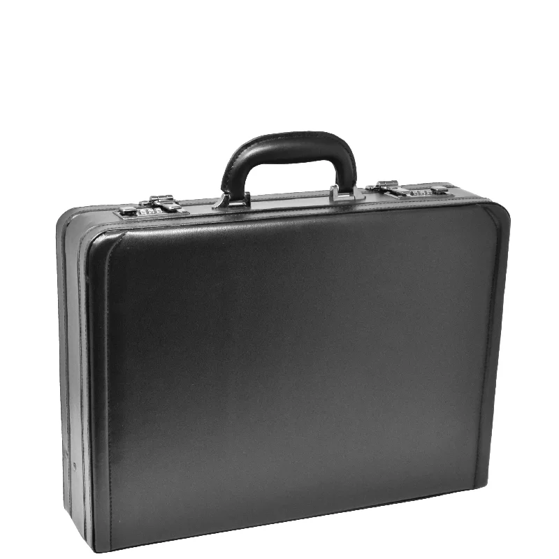 Classic Leather Look Attache Case HOL3296 Black