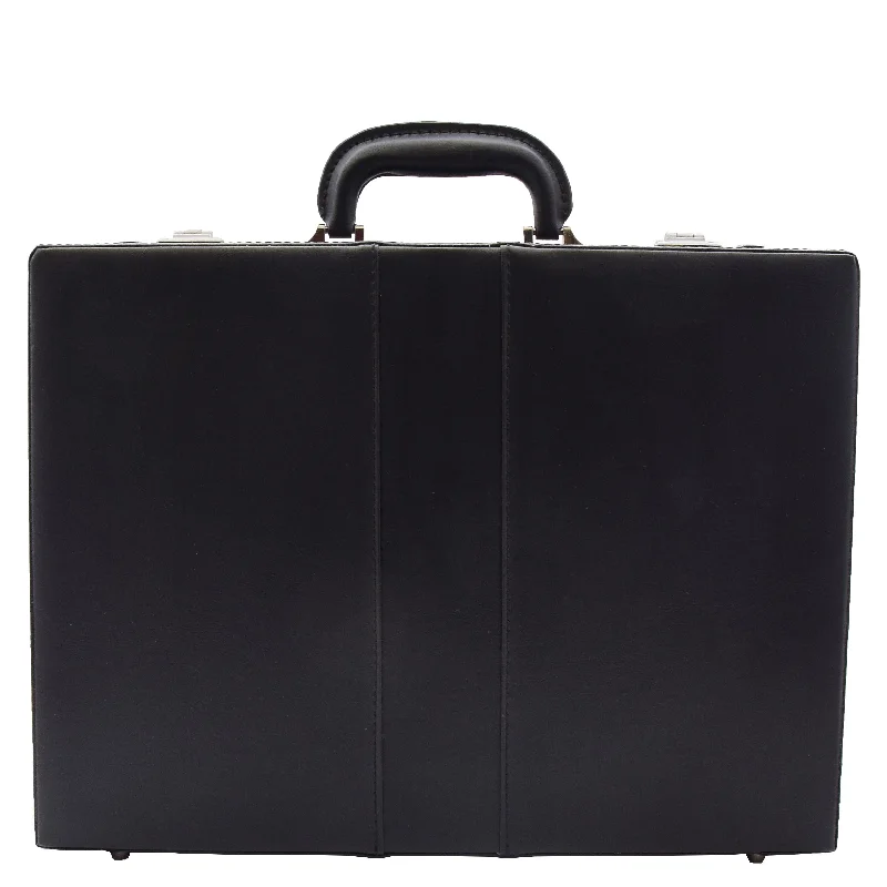 Faux Leather Briefcase Classic Attache Business Case Calver Black