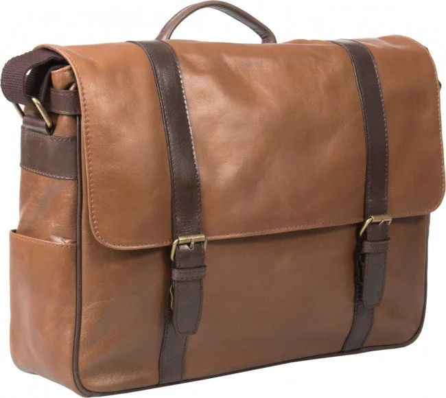 HIDEONLINE TAN/ COGNAC LEATHER LAPTOP MESSENGER / MAN BAG