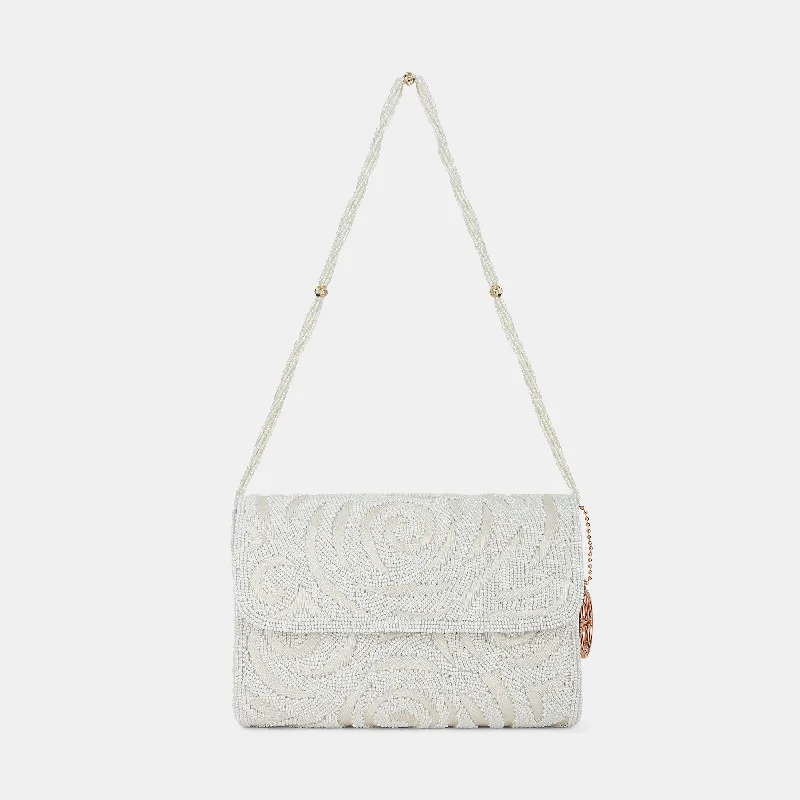 Lavie Luxe Gemmy White Medium Women's Flap Clutch