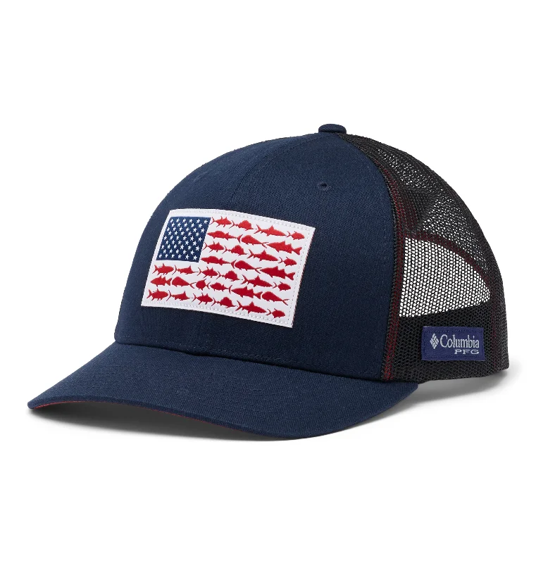 Men's PFG Fish Flag Mesh Snapback Hat - (High Crown)