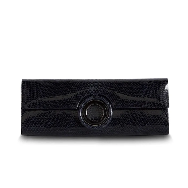 Grommet Roll Clutch - Navy Lizard, Onyx Grommet