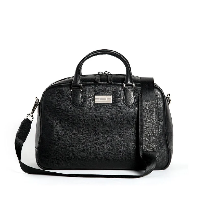 Newport Travel Satchel Bag - Black Leather Weekender