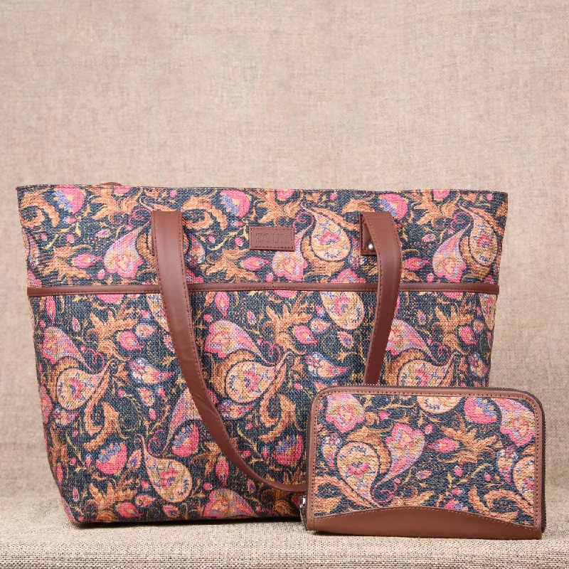 Paisley Print - Tote Bag & Chain Wallet Combo