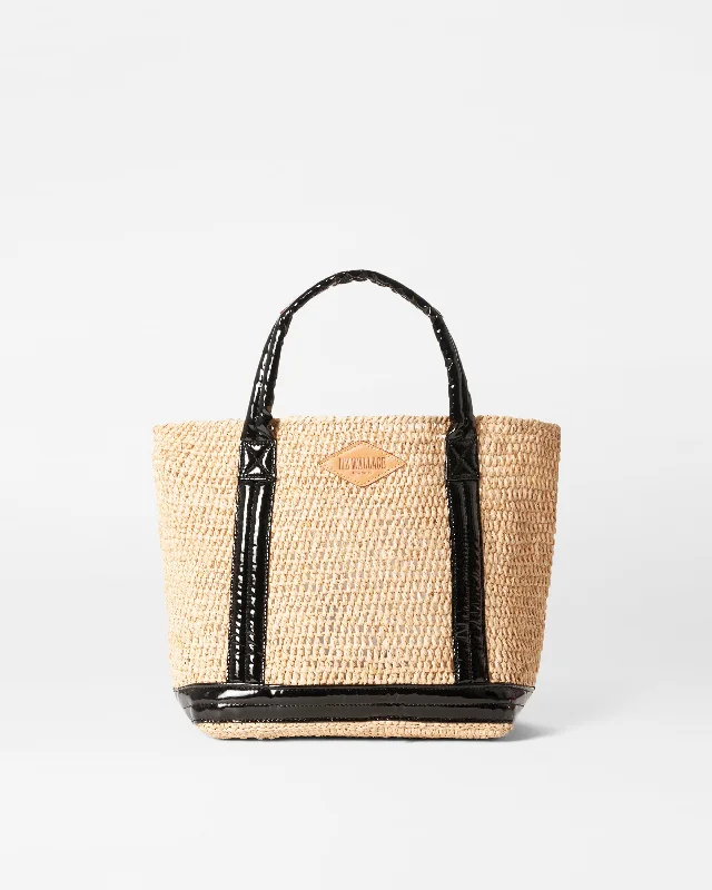 Raffia/Black Lacquer Small Raffia Tote