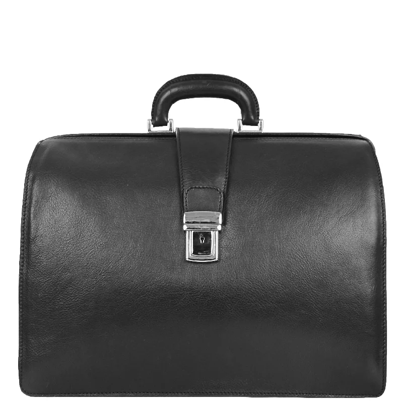 Real Leather Doctors Briefcase Gladstone Bag Ashford Black