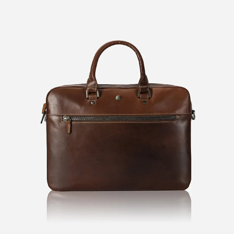 Slim Zip Top Briefcase, Two Tone