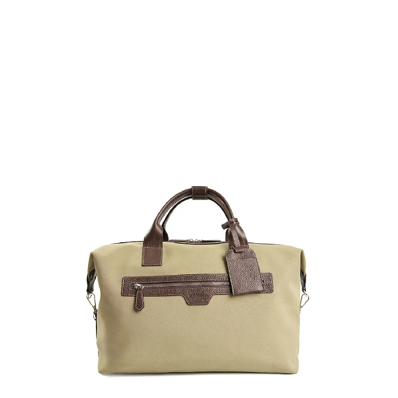 OLIVE GREEN AND DARK BROWN TRAVEL BAG