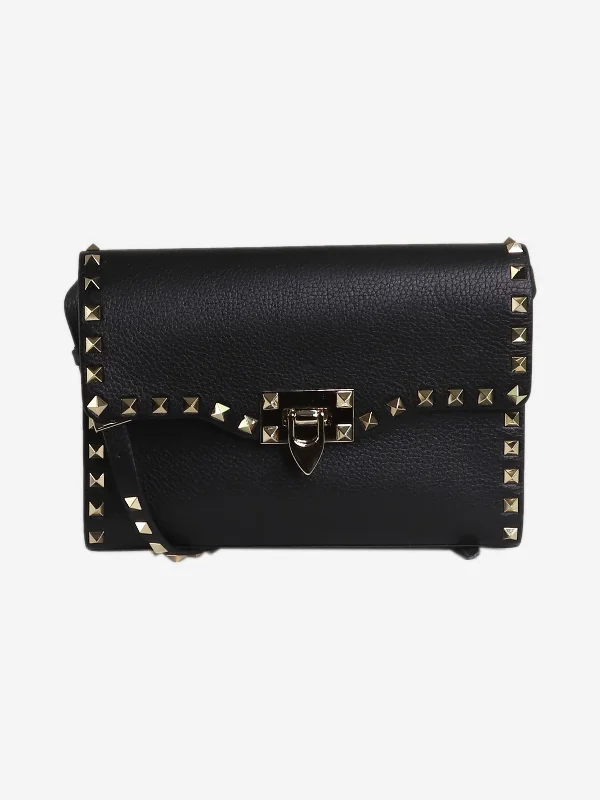 Black rockstud flap bag