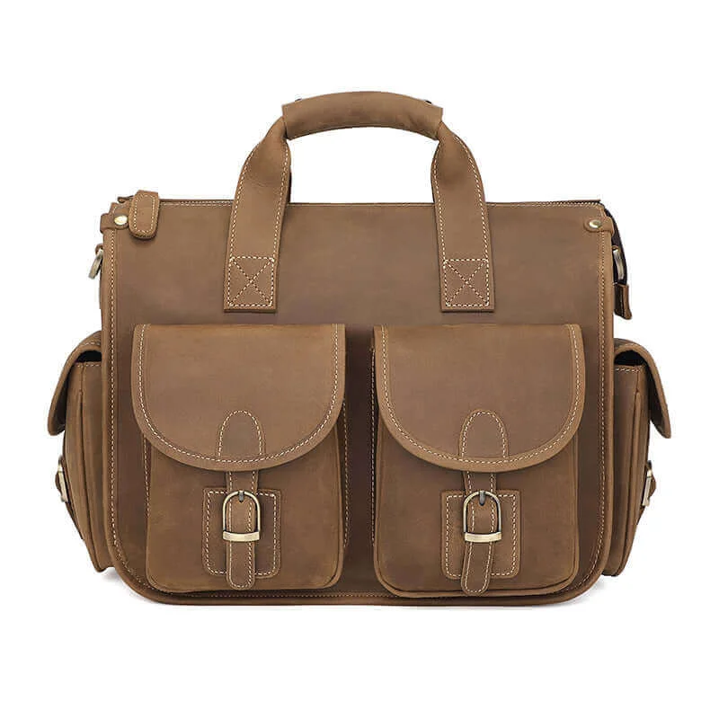 Versatile Vintage Leather Laptop Bag | Handbag, Shoulder and Crossbody