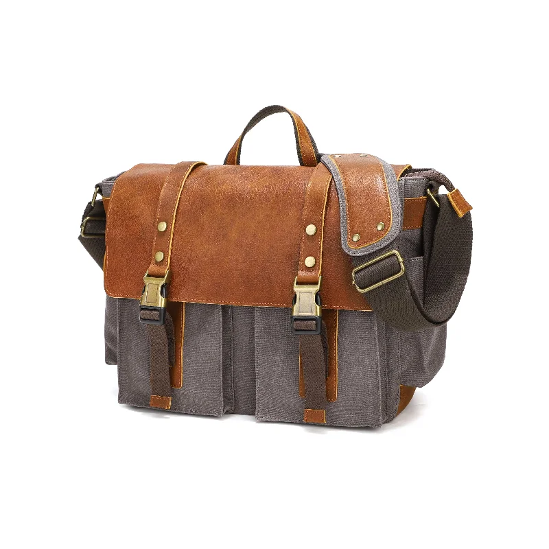 Vintage Waterproof Canvas and Leather Shoulder Messenger Bag