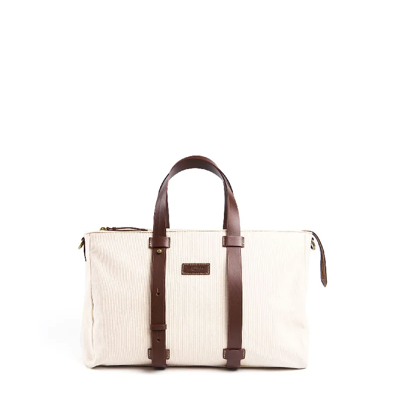 WHITE CANVAS WEEKEND BAG