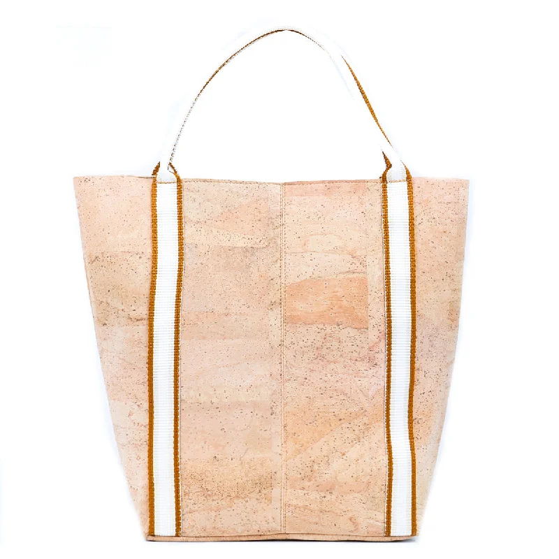 Minimalist Style Ladies' Tote Bag with Natural Cork and Woven Strap BAGP-251