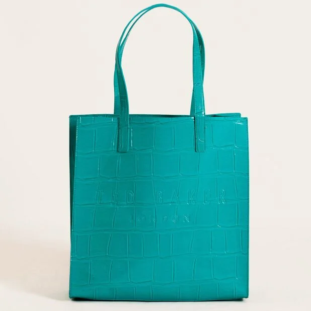 Croccon Croc Detail Large Icon Bag Teal-Blue