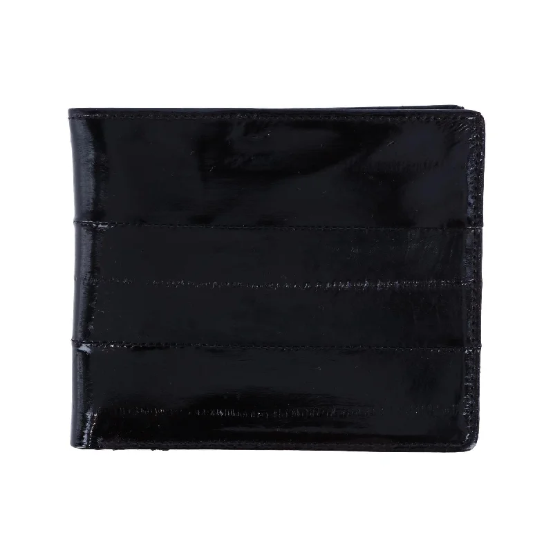 CTM® Men's Eel Skin Leather Bifold Wallet with Coin Pouch