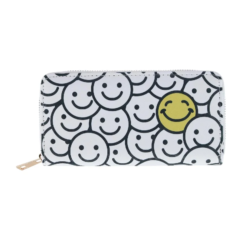 CTM® Women's Smiley Face Zipper Wallet