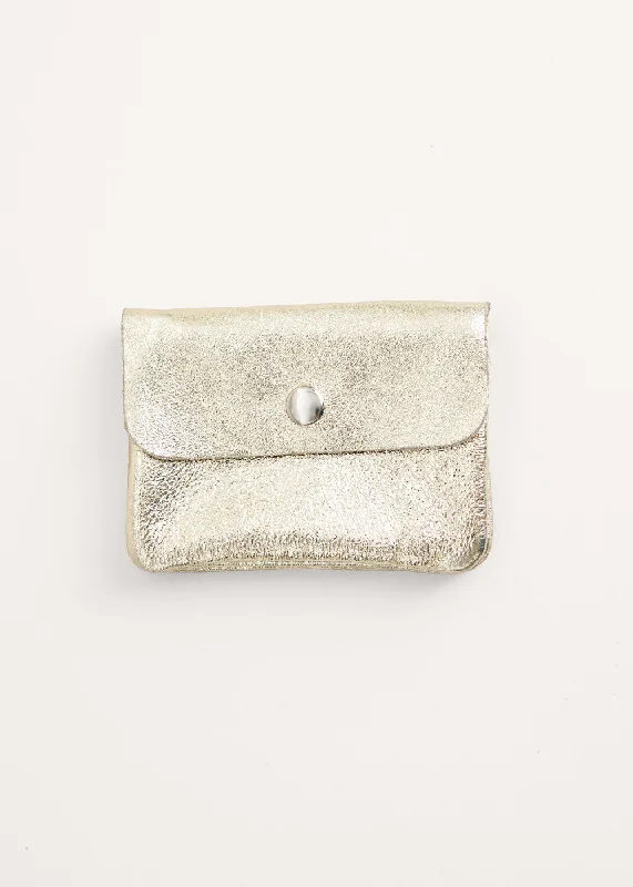 TEAGAN METALLIC COIN PURSE - WHITE GOLD