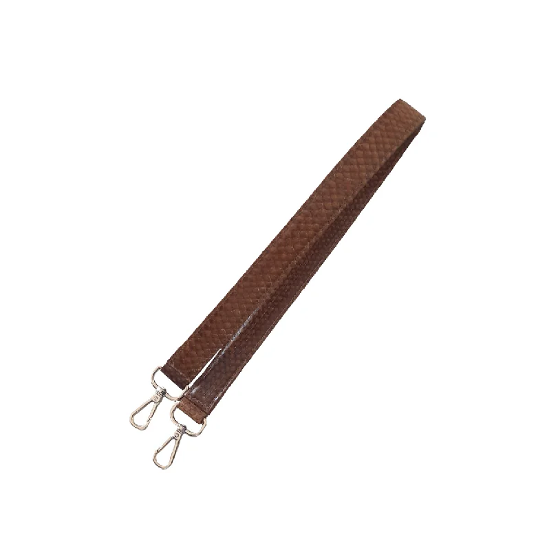 Viva Fish Leather Shoulder Strap in Cognac